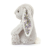 Cargar imagen en el visor de la galería, Conejito plata con estampado / Blossom Silver Bunny 'Bloom' Original Jellycat 31x12 cm