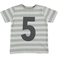 Cargar imagen en el visor de la galería, Camiseta cumpleaños manga corta  nr. 5 azul turmaline numbersforkids
