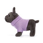 Cargar imagen en el visor de la galería, Bulldog Frances con jersey  / Sweater French Bulldog Purple Dog Jellycat 17x19 cm
