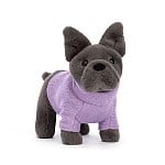 Bulldog Frances con jersey  / Sweater French Bulldog Purple Dog Jellycat 17x19 cm