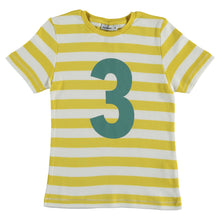 Cargar imagen en el visor de la galería, Camiseta cumpleaños manga corta, nr. 3 numbersforkids
