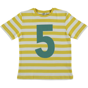 Camiseta cumpleaños manga corta  nr. 5 azul turmaline numbersforkids
