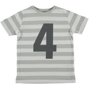 Camiseta cumpleaños manga corta, nr. 4 verde numbersforkids