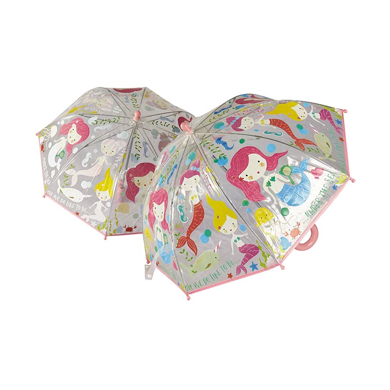 Paraguas Floss & Rock sirena, cambia de color,Floss and Rock magical colour changing umbrella is so much fun in the rain! Watch the details change colour in the rain and change back again when it’s dry!.  Receive 22 Assorted Umbrellas Size: 60 x 70cm Age 3+