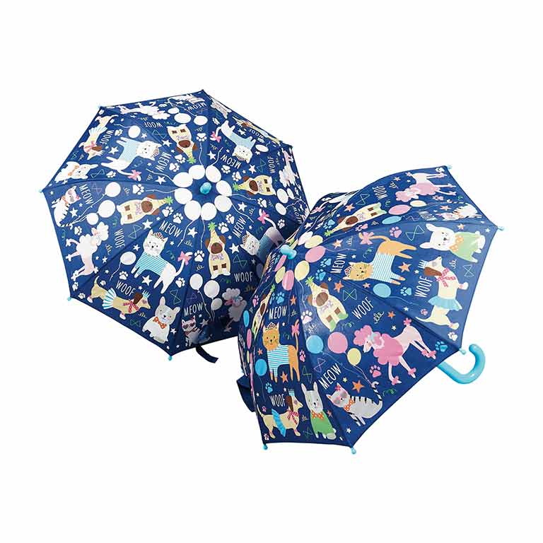 Paraguas Floss & Rock animales de compañía, cambia de color ,Floss and Rock magical colour changing umbrella is so much fun in the rain! Watch the details change colour in the rain and change back again when it’s dry!.  Receive 22 Assorted Umbrellas Size: 60 x 70cm Age 3+